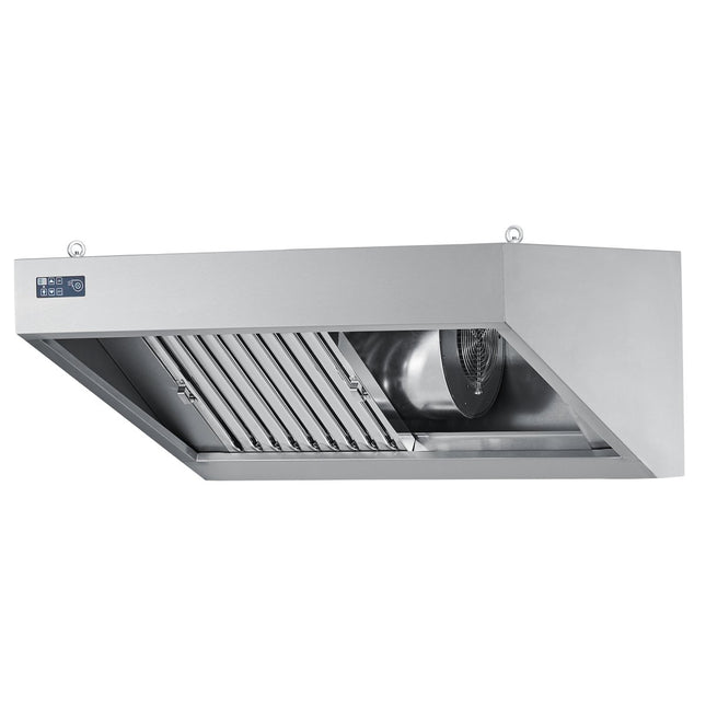 Wandhaube mit LED-Einbauleuchte und Ventilator - Salmgastro Onlineshop-WH0910XLVE-Chromonorm-