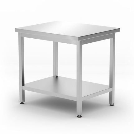 Zentraler Arbeitstisch mit Regalboden Budget Line - geschraubt, Tiefe 600 mm, HENDI, Budget Line, 800x600x(H)850mm - Salmgastro Onlineshop-817100-Hendi-8711369817100
