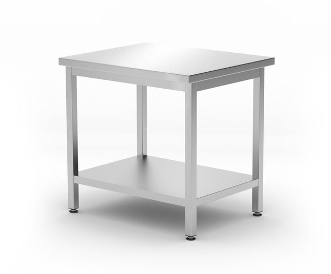 Zentraler Arbeitstisch mit Regalboden Budget Line - geschraubt, Tiefe 600 mm, HENDI, Budget Line, 800x600x(H)850mm - Salmgastro Onlineshop-817100-Hendi-8711369817100